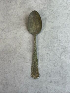 Vintage Silverplate Teaspoon Ornate Floral Scroll Handle 6in